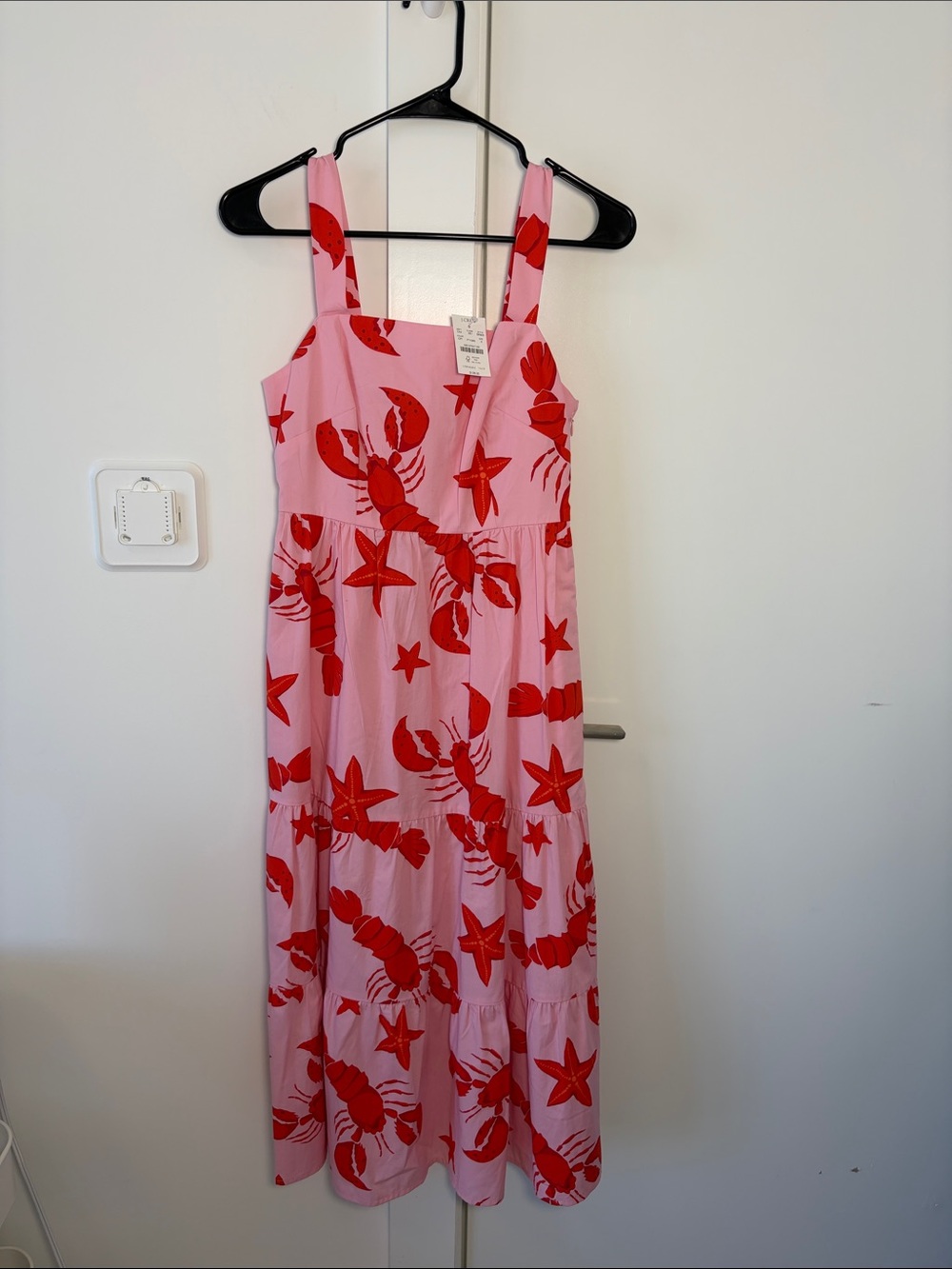 J.Crew Pink & Red Lobster Print One-Piece Dress